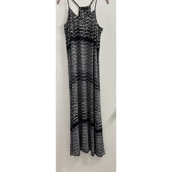Karen Kane Womens Large Maxi Sundress Black White Gray Flowing Loose Fit‎ EUC - Picture 1 of 10